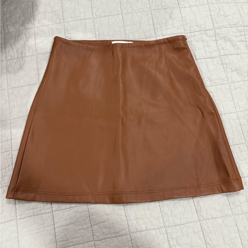 Good American Faux Leather Mini Skirt Burnt Caramel Size 00